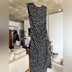 Polka dots rushed dress